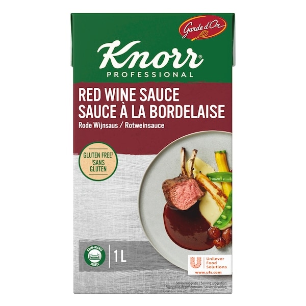Knorr Rødvinsaus 6 x 1 L, serveringsklar - Knorr Rødvinsaus for en profesjonell saus med autentisk smak, klar til bruk.