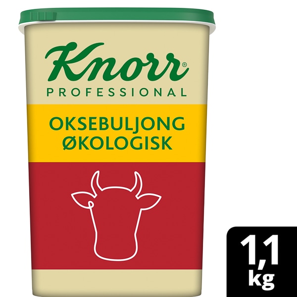 Knorr Økologisk Oksebuljong lavsalt, pulver 6 x 1,1 kg - Knorr Økologisk Oksebuljong, lavsalt – for en ren og rund basissmak som løfter råvarenes naturlige smak
