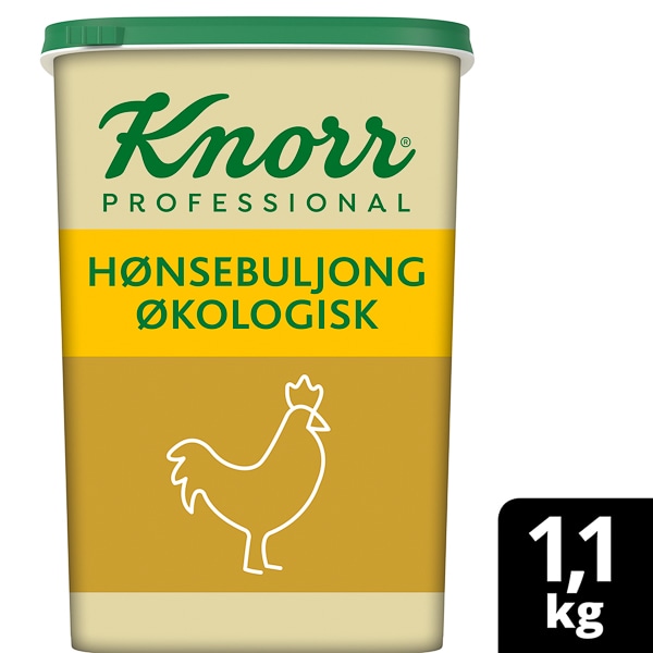 Knorr Økologisk Hønsebuljong lavsalt, pulver 6 x 1,1 kg - Knorr Økologisk Hønsebuljong lavsalt – for en ren og rund basissmak som fremhever råvarenes naturlige smak.