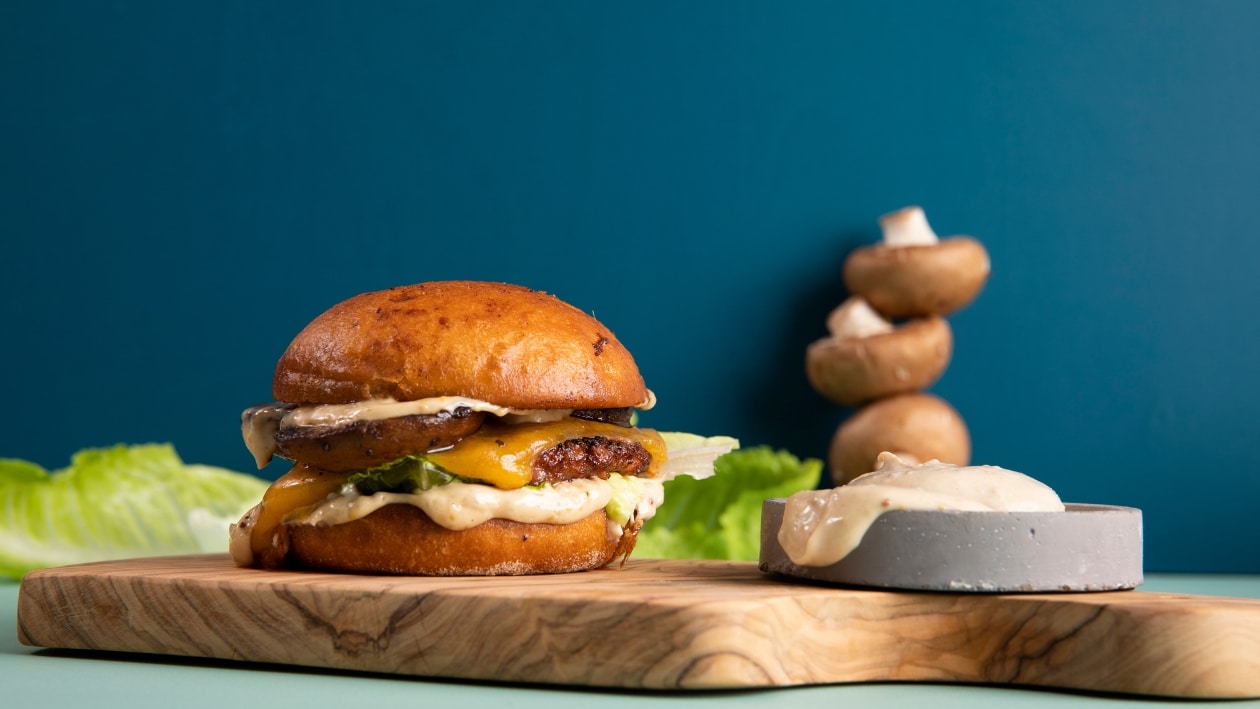 Smash Mushroom Veggie burger – - Oppskrift