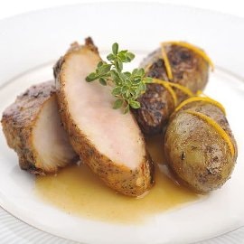 Kalkunfilet med appelsinsjy og timianpotet Kalkunfilet med appelsinsjy og timianpotet