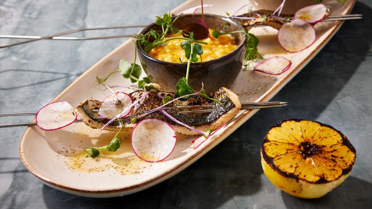 Kremet Butternut Squash-Risotto med Grillet Sild – - Oppskrift