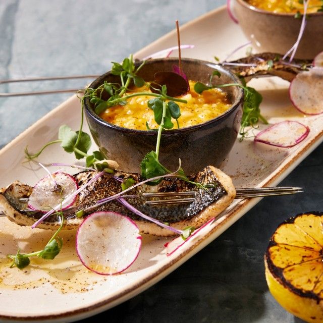 Kremet Butternut Squash-Risotto med Grillet Sild Kremet Butternut Squash-Risotto med Grillet Sild