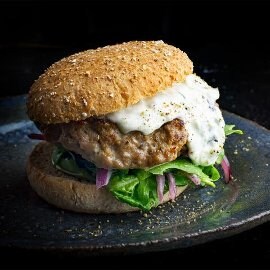 Lammeburger Bagdad med jajeek-majones