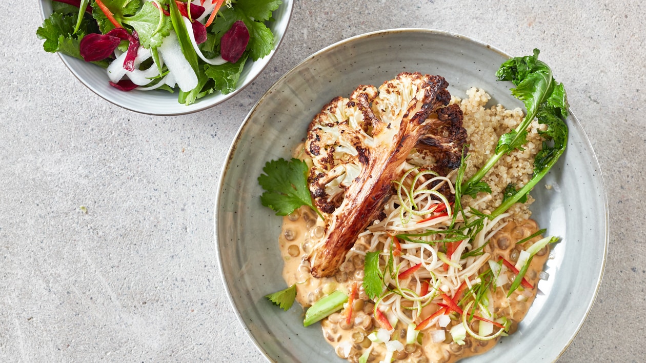 Red Curry med blomkål, linser og brokkoli rapini – - Oppskrift