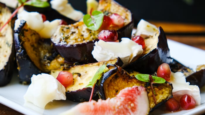 Bakt aubergine med chevre – - Oppskrift