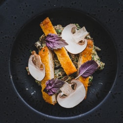 Crispy NoChicken med kremet sopp Crispy NoChicken med kremet sopp