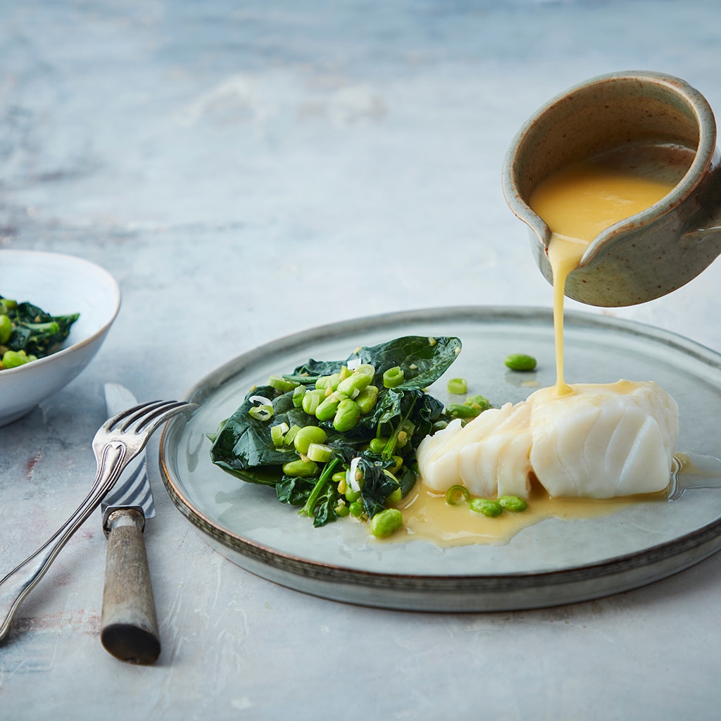 Klassisk smørsaus med miso til torskerygg