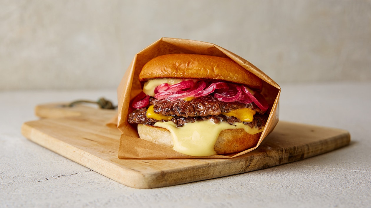 Dobbel smash burger – - Oppskrift