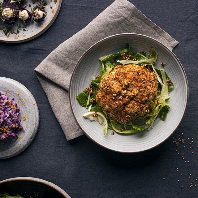 Bakt og sennepsmarinert blomkål med ras el hanout Bakt og sennepsmarinert blomkål med ras el hanout